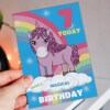 Have a magical birthday unicorn, rainbows, any age, 6th, 7th, 8th, 9th child's, children's, kids birthday card (Size A6/A5/A4/Square 6x6") - A6: Single card