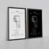 Patent bathroom prints, wall art, decor - A5 - Glossy - Black - Bath and shower