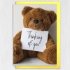 Thinking of you, teddy bear, cute, sweet, heartfelt, bereavement, with sympathy, sorry, loss, get well card (Size A6/A5/A4/Square 6x6") - A6: Single card