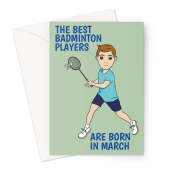 CC0859 - Badminton Greeting Card For A March Birthday Greeting Card