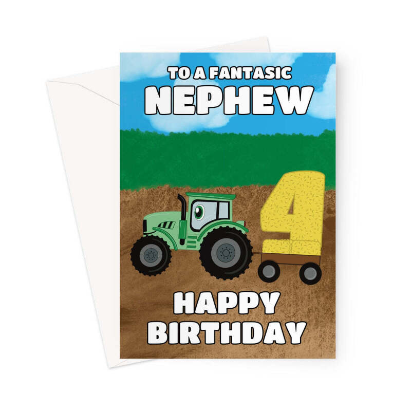 Happy 4th Birthday Card For Nephew - A5 Portrait - 1 Card