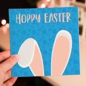 Hoppy Easter bunny rabbit ears, funny, cute Happy Easter card from the pet, for adults and children (Size A6/A5/A4/Square 6x6")