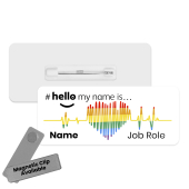 #hello my name is... Name Badge - Rainbow Heart Pulse