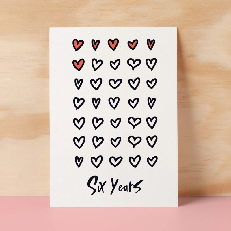 6th Wedding Anniversary Card For Wife Anniversary Card for Husband or Boyfriend Anniversary Card For Girlfriend Sixth Anniversary Six Year - Small (4x6) / Blank Message