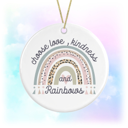 Self Love Ceramic Hanging Decoration - Choose Love, Kindness and Rainbows Boho Rainbow