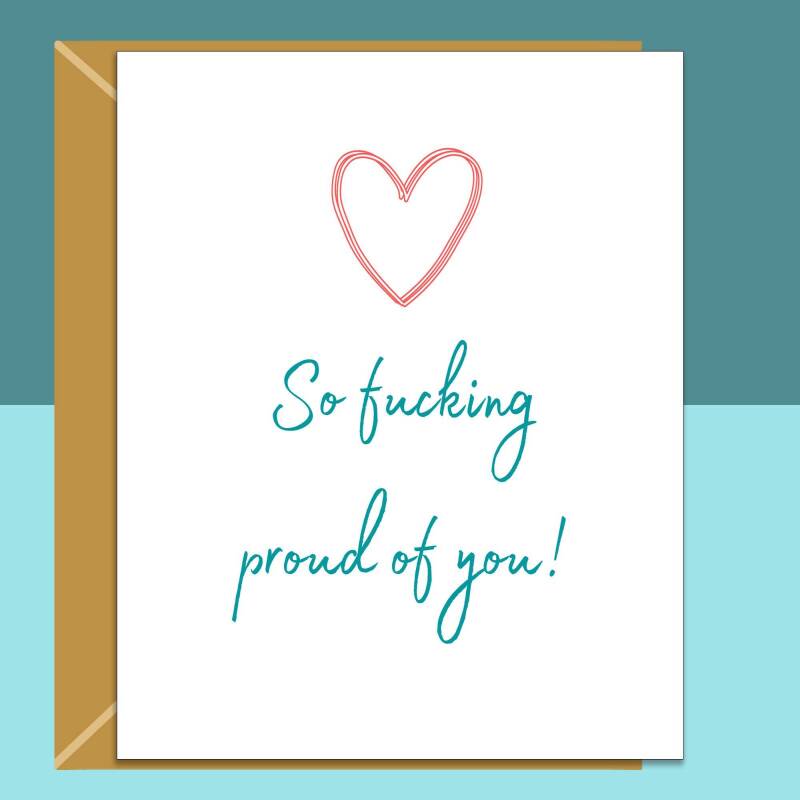 Proud of You Card | Congratulations Card | Well Done Card - for him or for her, ideal cute card for friend, brother, sister, mum or dad - Large - Blank Inside