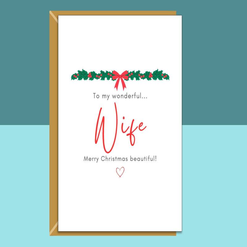 Wife Christmas Card - For Her - Personalised - Love - Xmas Card for Wife - Blank inside - Large