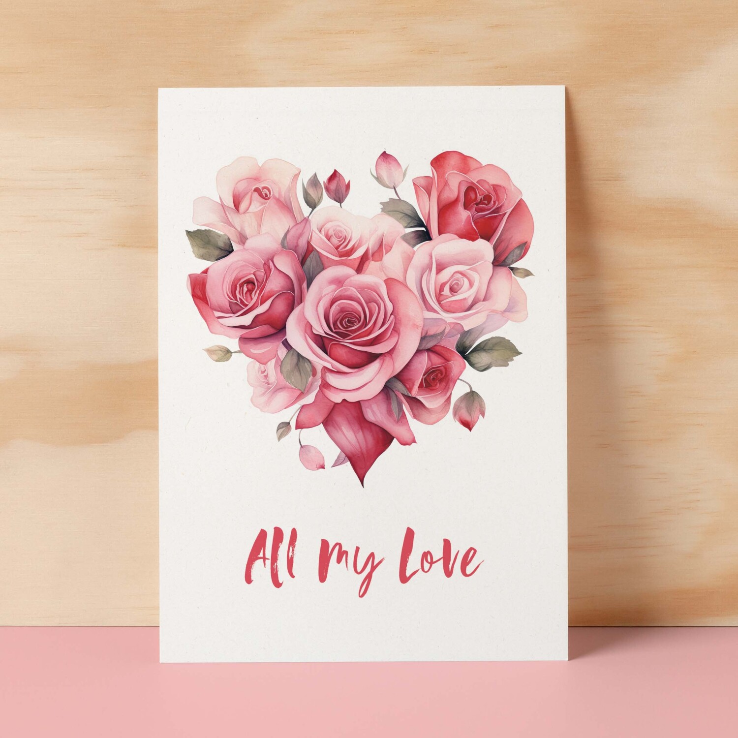 Anniversary or Valentine's Card for Her Anniversary Card for Wife Valentines Day Card For Husband Boyfriend or Girlfriend Flower Heart - Small (4x6) / Blank Message