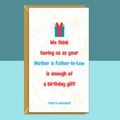 Funny Son-in-law or Daughter-in-law Birthday Card - Ideal cheeky card for your son in law or daughter in law - Can be personalised