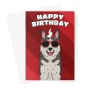 Husky Dog Birthday Card - A5 Portrait - 1 Card