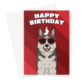 Husky Dog Birthday Card