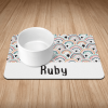 Personalised Boho Rainbow Print Puppy/Dog Bowl Mat