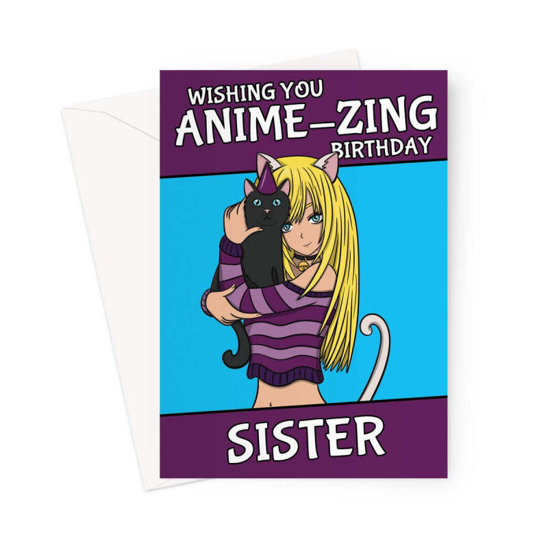 Sister Birthday Card - Anime Girl - A5 Portrait - 1 Card