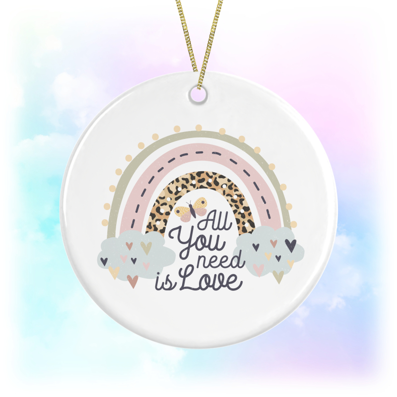 Self Love Ceramic Hanging Decoration - All You Need Is Love Boho Rainbow