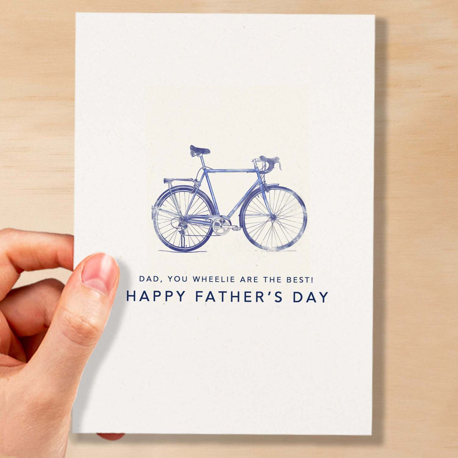 Father's Day Card For Dad Bicycle Illustration Simple Father's Day Card You Wheelie Are The Best Dad Father's Day Gift - Small (4x6) / Blank Message