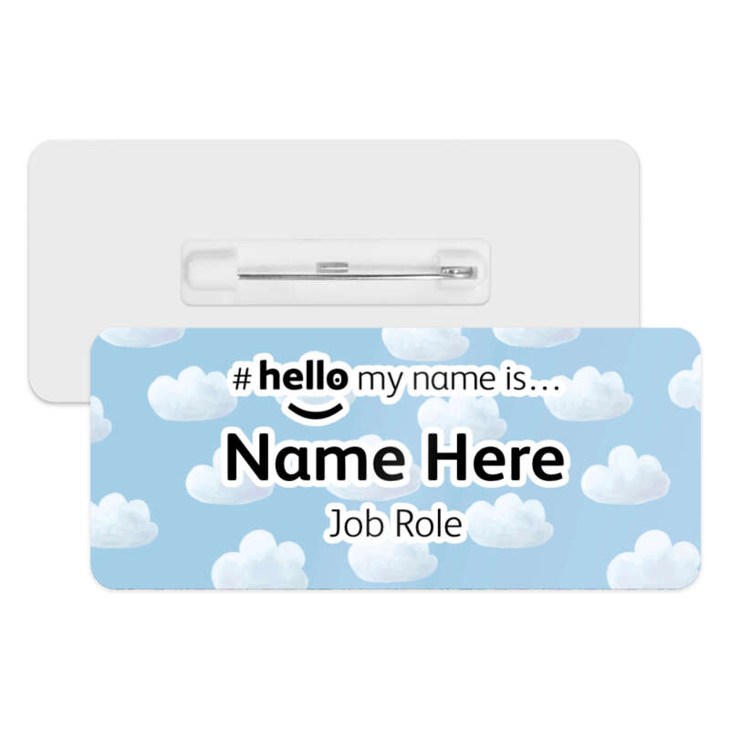 #hello my name is... Name Badge - Cloud Background