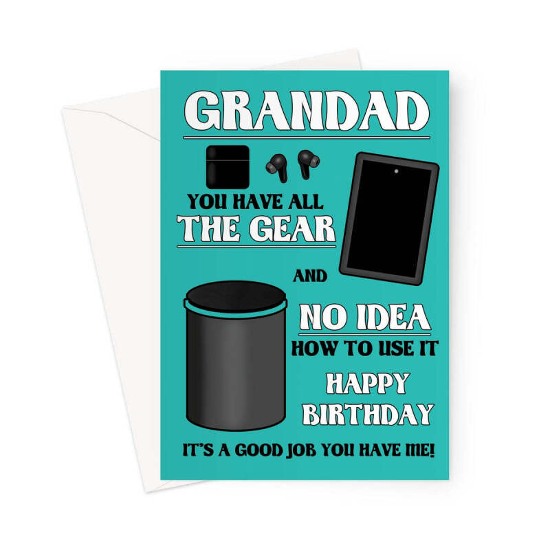 Funny Birthday Card For Grandad - All The Gear No Idea - A5 Portrait - 1 Card