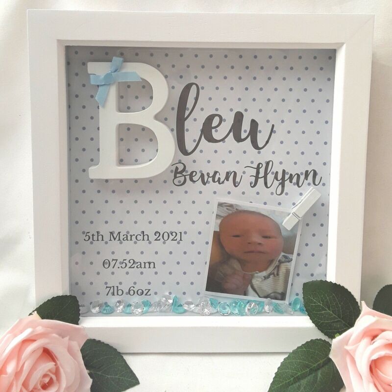 Personalised new baby box frame,new baby gift,baby initial frame,1 DAY DISPATCH - Without lights