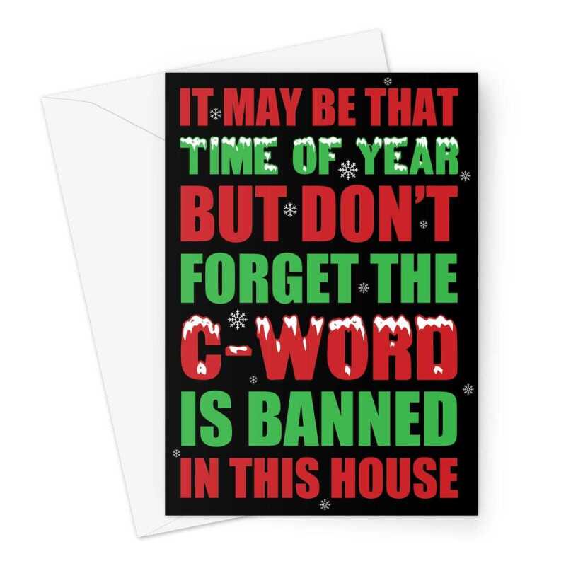 Funny Banned Word Christmas Card - A5 Portrait - 1 Card