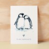 Anniversary or Valentine's Card for Her Anniversary Card for Wife Valentines Day Card For Husband Boyfriend or Girlfriend Cute Penguin Card - Small (4x6) / Blank Message