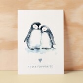 Anniversary or Valentine's Card for Her Anniversary Card for Wife Valentines Day Card For Husband Boyfriend or Girlfriend Cute Penguin Card