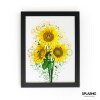 SUNFLOWERS & BEES Splatter Art Print, High Gloss Print, Splash Art, Home Decor, Romantic Art, Floral Prints Custom Art Work - A6