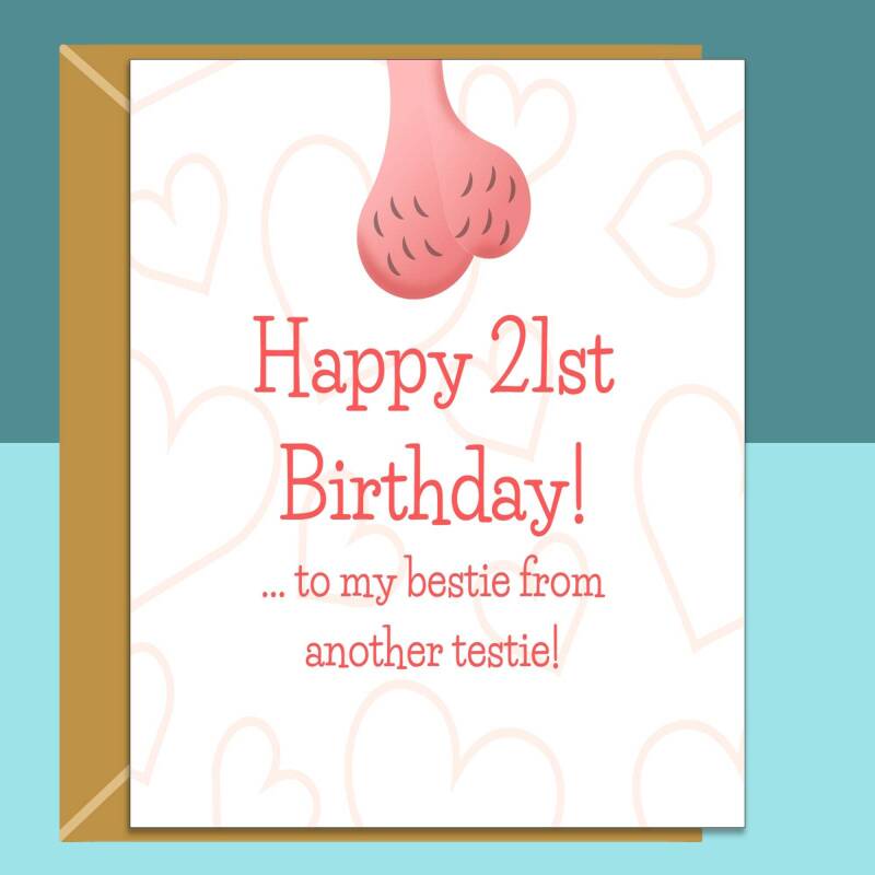 Funny Bestie 21st Birthday Card - Personalised Best Friend Card - Ideal rude card for your mate - Blank inside - Regular