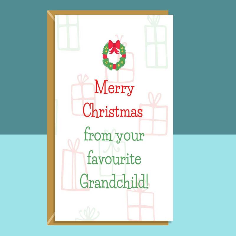 Funny Christmas Card for Grandparents - Personalised - For your Nanna and Grandad this Xmas - From their favourite Grandchild - Blank inside
