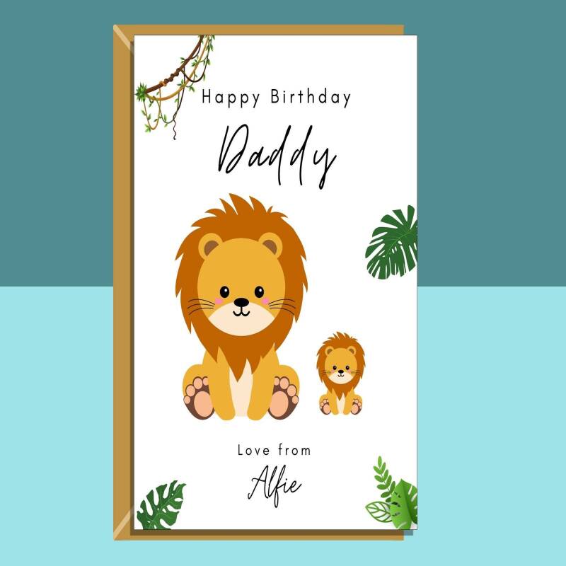 Daddy Birthday Card - From son or daughter - Personalised - Cute - To Dad Card - Large - Blank Inside