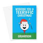 Golf Themed Grandson Christmas Card