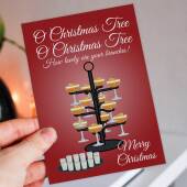 O Christmas Tree, how I love your branches funny Christmas carol, song, hymn, music alcohol, cocktail Holidays, Xmas card (Size A6/A5/A4)