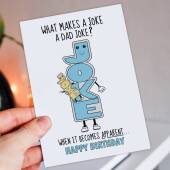 What makes a joke a Dad joke? When it becomes apparent. Funny bad joke birthday card for Daddy, Father, Papa from child (Size A6/A5/A4)