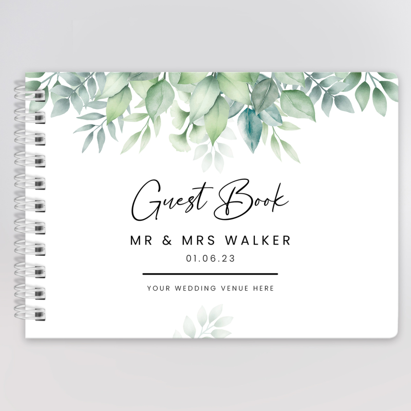Eucalyptus Script Wedding Guest Book - A5 - 5.8" x 8.3"