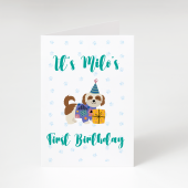 Personalised Number and Name Blue Birthday Dog Card