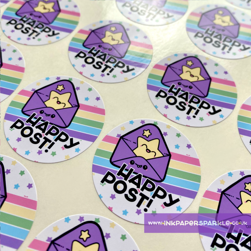 Kawaii Happy Post & Thank You Stickers *New Designs!* - Happy Post - Envelope - Matt