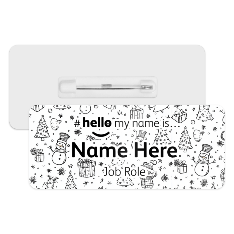 #hello my name is... Name Badge - Christmas Doodles Background