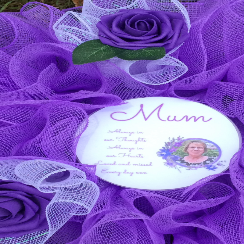 Handmade Personalised Memorial Wreath, Flower Memory Wreath - Without lights