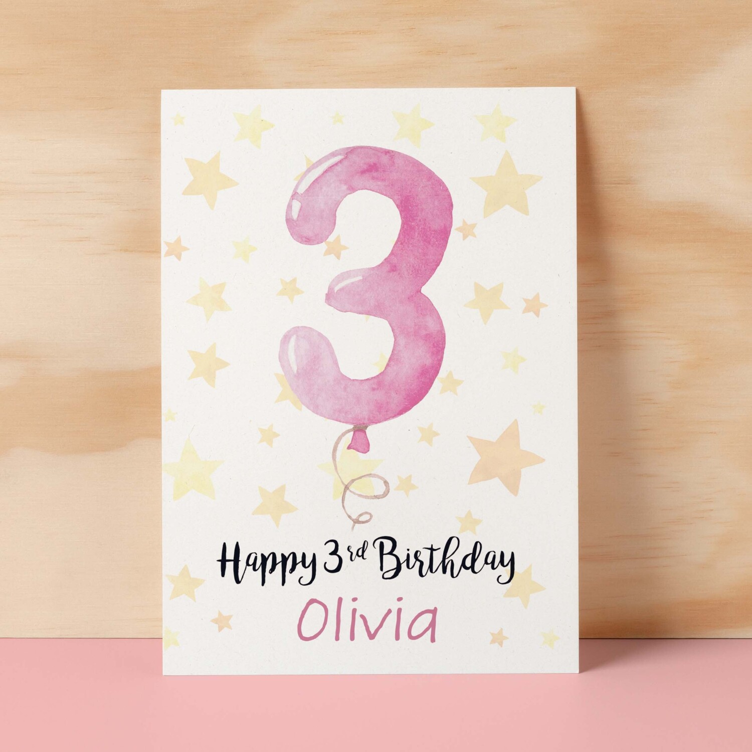 Personalised 3rd Birthday Card For Girl Custom Name Card For Girl Third Birthday Card For Child Birthday Card for Girl Custom 3rd Birthday - Small (4x6) / Blank Message