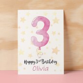 Personalised 3rd Birthday Card For Girl Custom Name Card For Girl Third Birthday Card For Child Birthday Card for Girl Custom 3rd Birthday