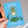 Hoppy Father’s Day funny frog, frogs, toad Father’s Day card for Dad, Father, Daddy, Papa from son, daughter or child (Size A6/A5/A4) - A6: Single card