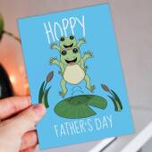 Hoppy Father’s Day funny frog, frogs, toad Father’s Day card for Dad, Father, Daddy, Papa from son, daughter or child (Size A6/A5/A4)