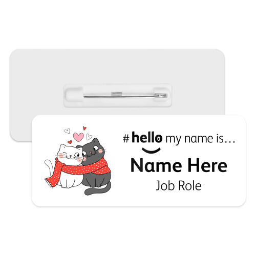 #hello my name is... Name Badge - Valentine Cats