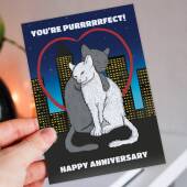 You're purrrrrfect funny, cute, cat, cats, couple anniversary card for wife, husband, girlfriend, boyfriend, partner (Size A6/A5/A4)