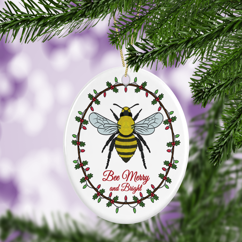 Bee Christmas Decoration - Round Ceramic Ornament - Default Title