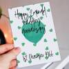 Personalised Emerald (55th/55 years) anniversary card: Personalised with date (Size A6/A5/A4/Square 6x6") - A6: Single card