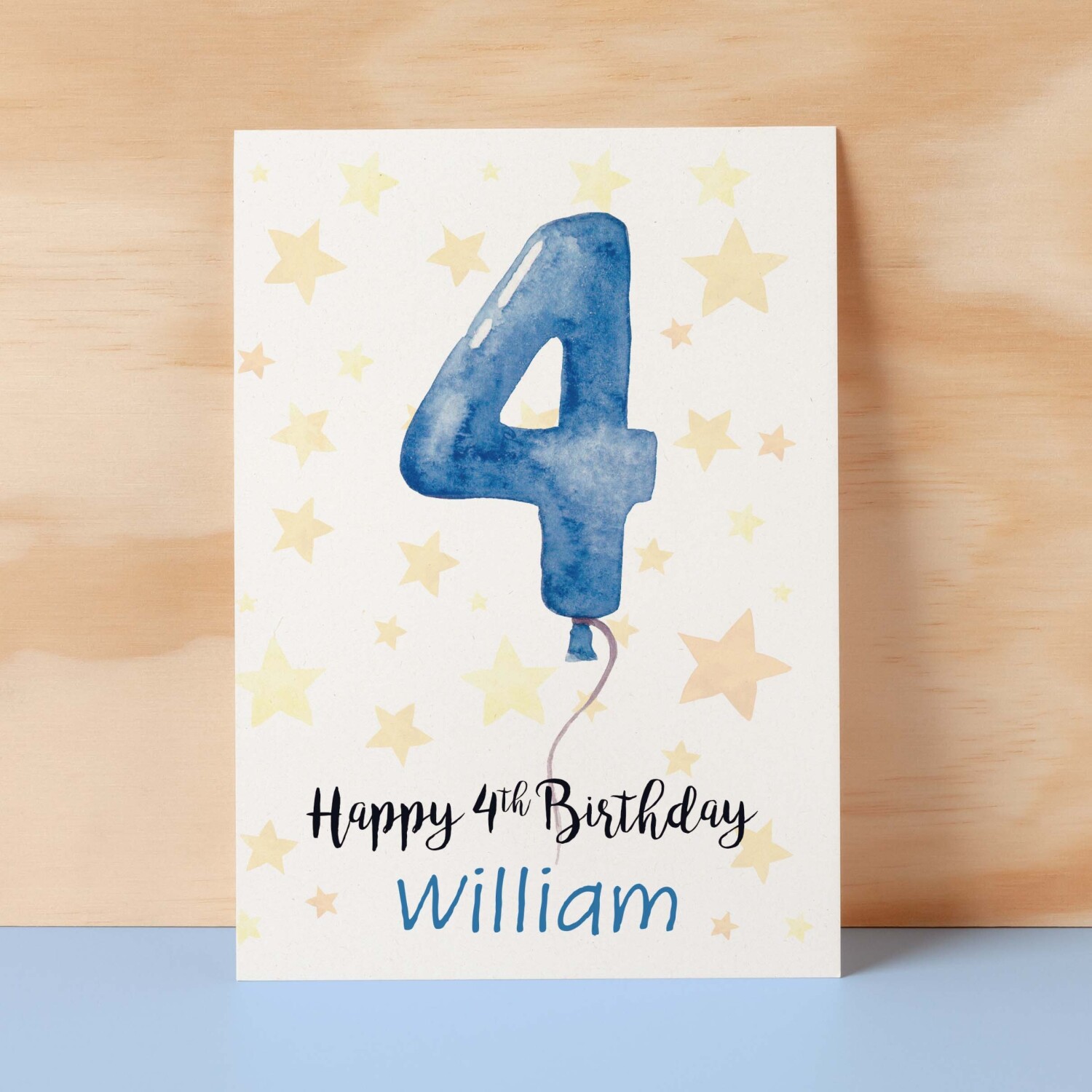 Personalised 4th Birthday Card For Boy Custom Name Card For Boy Forth Birthday Card For Child Birthday Card for Boy Custom 4th Birthday - Small (4x6) / Blank Message