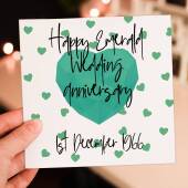 Personalised Emerald (55th/55 years) anniversary card: Personalised with date (Size A6/A5/A4/Square 6x6")