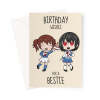 Best Friend Birthday Card - Cute Chibi Girls - A5 Portrait - 1 Card