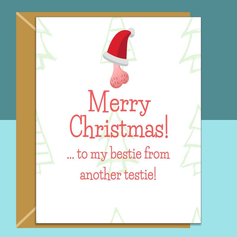 Funny Bestie Christmas Card - Personalised Best Friend Xmas Card - Ideal rude card for your mate - Blank inside - Regular