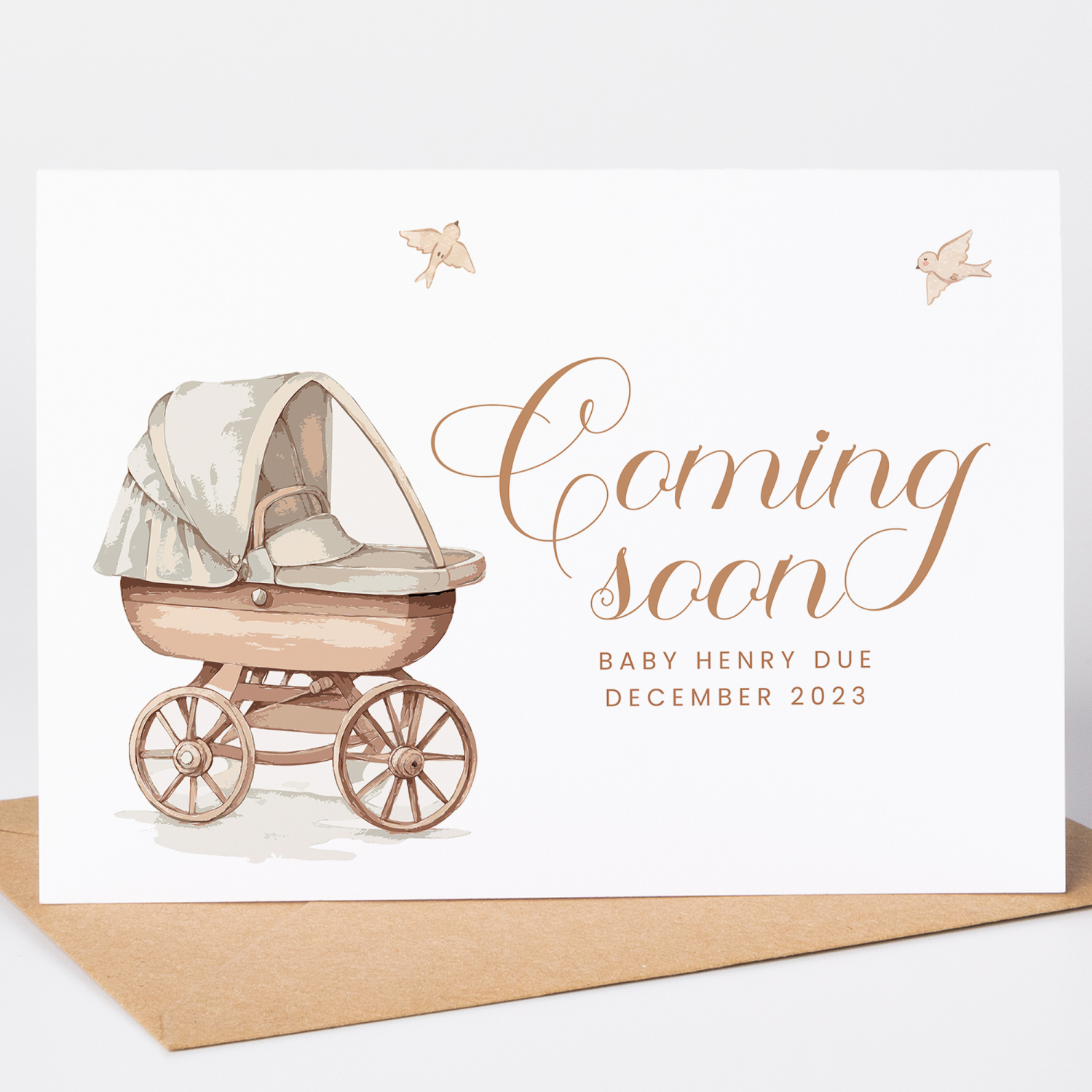 Coming Soon, Baby Stroller Pregnancy Reveal Cards - A6 - 4.1" x 5.8"